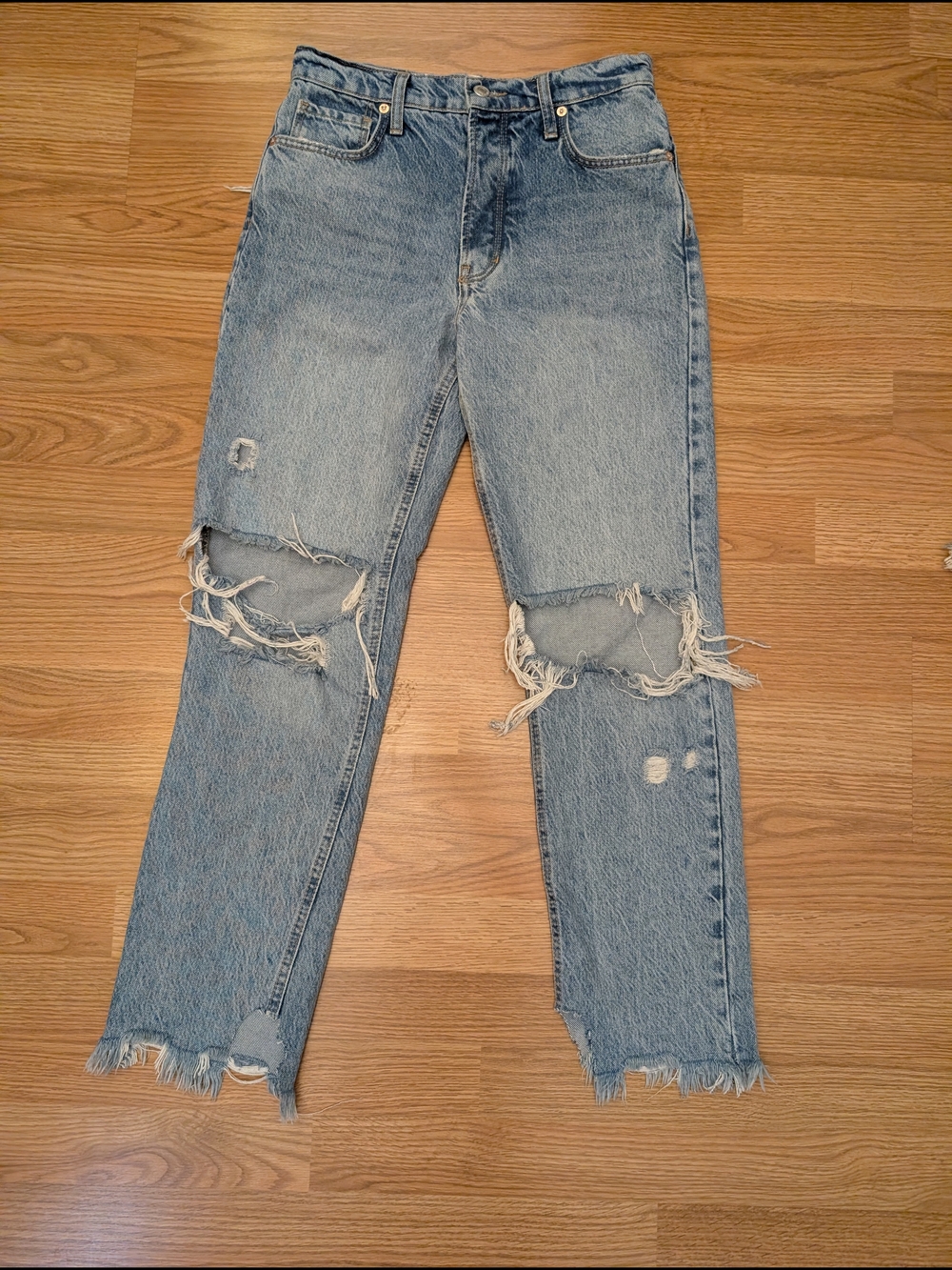 We The Free Light Blue Distressed Boyfriend Jeans